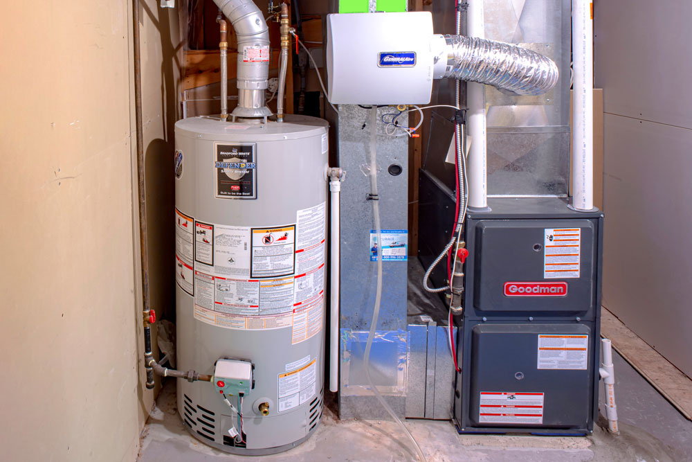 Home water heater and furnace system side by side